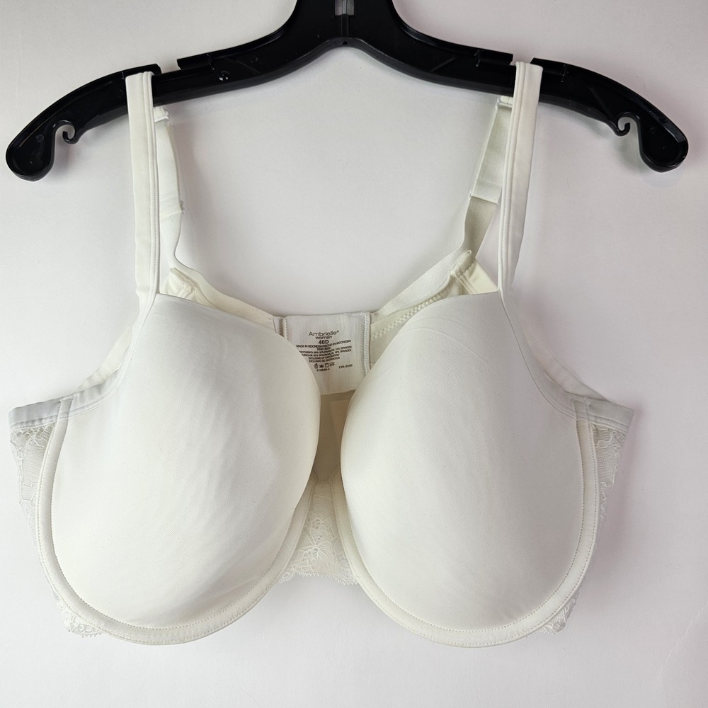 Ambrielle Underwire‎ Full Coverage Bra White Size 40D